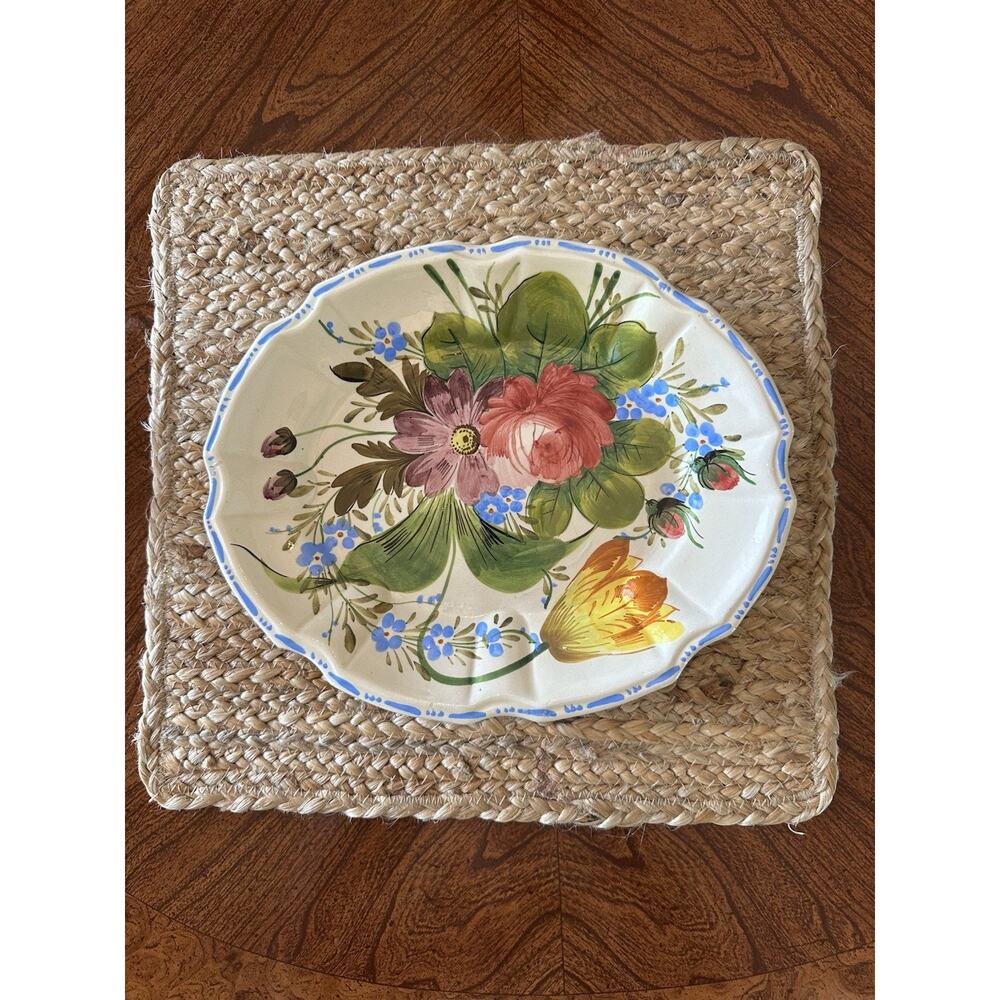Italian Renaissance Revival Faience Oval Serving Platter Nove Rose Majolica Vtg